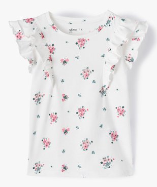 Tee-shirt fille à motifs fleuris et volants sur les épaules vue1 - GEMO C4G FILLE - GEMO