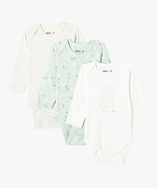 Bodies bébé à manches longues et col américain thème fleurs (lot de 3) vue1 - GEMO 4G BEBE - GEMO