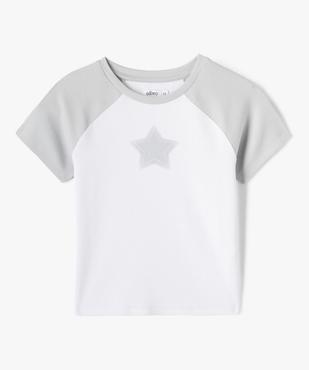 Tee-shirt manches courtes en maille côtelée stretch fille vue1 - GEMO (JUNIOR) - GEMO