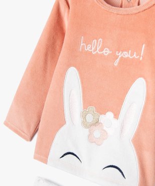 Pyjama 2 pièces en velours avec motif lapin bébé fille vue2 - GEMO(BB COUCHE) - GEMO