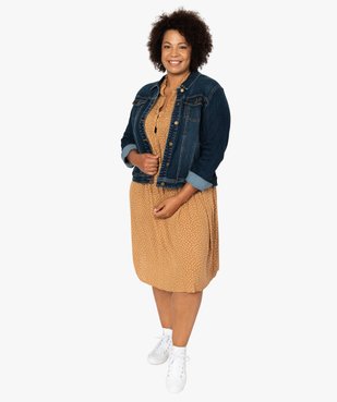 Robe femme imprimée à smocks et manches 3/4 vue5 - GEMO (G TAILLE) - GEMO
