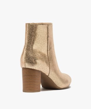 Boots femme à talon carré dessus métallisé vue4 - GEMO(URBAIN) - GEMO