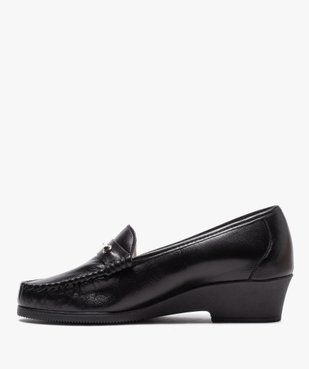 Mocassins femme confort dessus en cuir uni et à talon épais vue3 - G'FLEX - GEMO