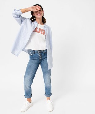 Tee-shirt à manches courtes avec message pailleté femme vue5 - GEMO(FEMME PAP) - GEMO