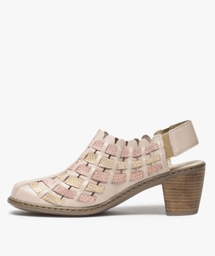 Escarpins femme confort dessus cuir tressé vue3 - GEMO(URBAIN) - GEMO