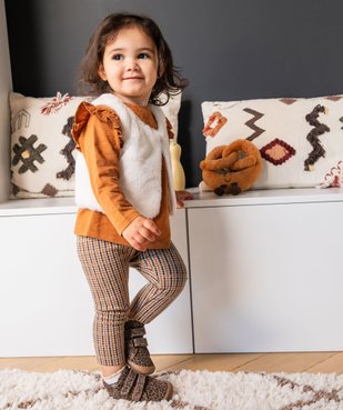 Pantalon en maille extensible à carreaux bébé fille vue1 - GEMO(BEBE DEBT) - GEMO