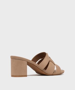 Mules à talon épais en suédine femme - Follow Me vue4 - FOLLOW ME - GEMO