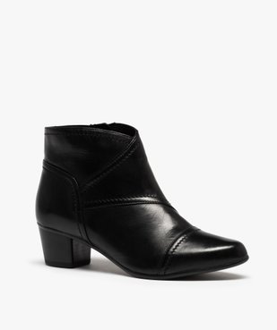 Boots femme à talon dessus cuir uni vue2 - GEMO(URBAIN) - GEMO