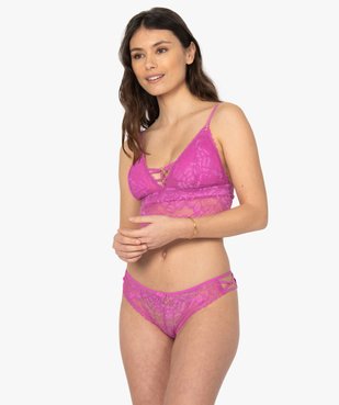 Tanga femme en dentelle avec jeu de liens vue3 - GEMO(HOMWR FEM) - GEMO