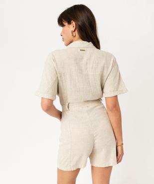 Combishort en lin look saharienne femme - LuluCastagnette vue4 - LULUCASTAGNETTE - GEMO