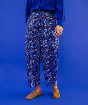 Pantalon coupe barrel en coton fleuri à taille élastiquée femme vue2 - GEMO(FEMME PAP) - GEMO