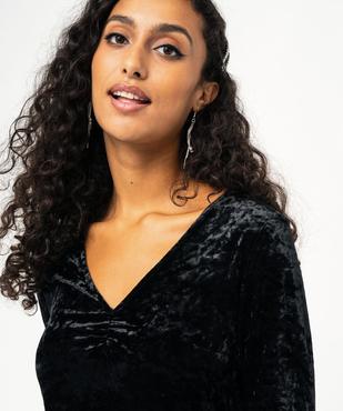 Robe manches longues et col V en velours femme vue2 - GEMO(FEMME PAP) - GEMO