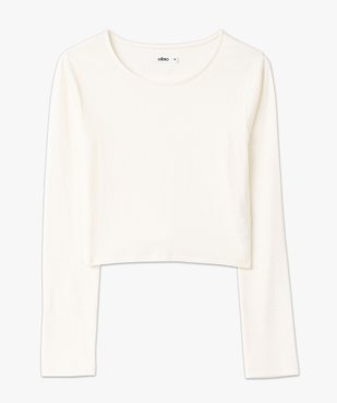 Tee-shirt court à manches longues en maille côtelée femme vue4 - GEMO(FEMME PAP) - GEMO