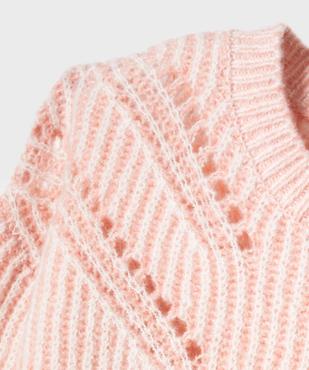 Pull en maille côtelée et ajourée extensible fille vue2 - GEMO 4G FILLE - GEMO