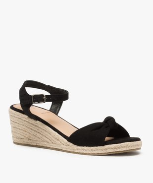 Sandales fille suédées à talon compensé en corde vue2 - GEMO (ENFANT) - GEMO