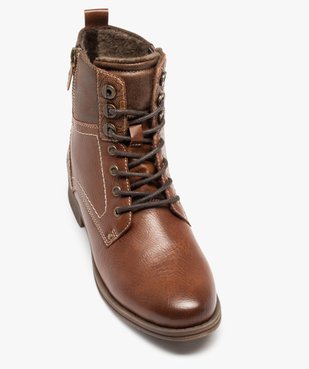 Bottines femme unies à lacets et talon plat fermeture zip vue6 - GEMO (CASUAL) - GEMO