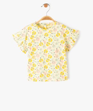Tee-shirt bébé fille imprimé à manches courtes volantées vue2 - GEMO(BEBE DEBT) - GEMO
