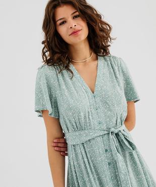 Robe longue imprimée à manches courtes femme vue2 - GEMO 4G FEMME - GEMO