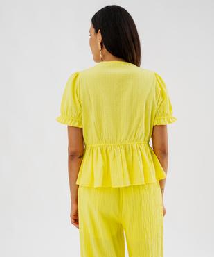 Blouse manches courtes à basque et liens à nouer femme vue3 - GEMO(FEMME PAP) - GEMO