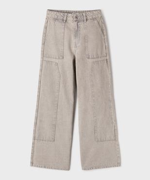 Jean wide leg en denim délavé avec grandes poches plaquées fille vue1 - GEMO (JUNIOR) - GEMO