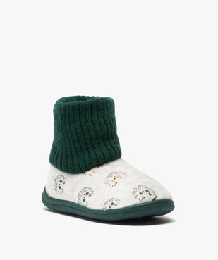 Chaussons bébé garçon boots en maille et velours vue2 - GEMO C4G BEBE - GEMO