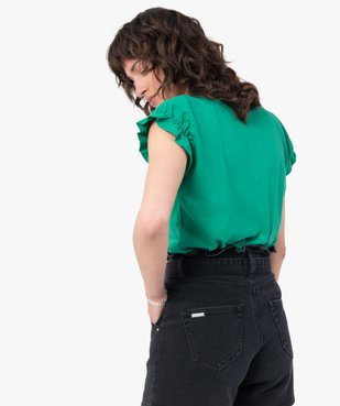 Tee-shirt femme à col rond et manches courtes froncées vue3 - GEMO(FEMME PAP) - GEMO