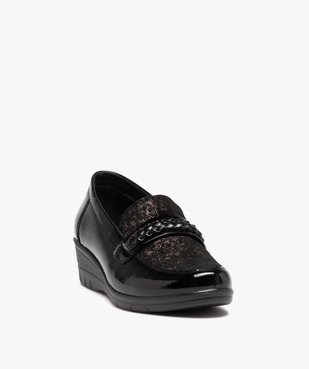 Mocassin confort avec dessus en cuir verni et talon compensé femme vue2 - GEMO (CONFORT) - GEMO