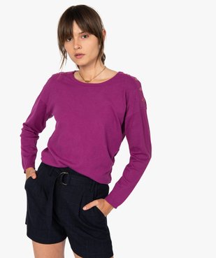 Pull femme en maille fine avec boutons sur les épaules vue1 - GEMO(FEMME PAP) - GEMO