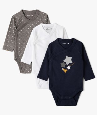 Body bébé garçon à manches longues fermeture croisée (lot de 3) vue1 - GEMO C4G BEBE - GEMO