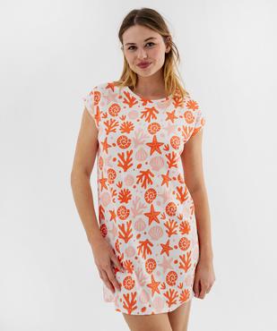 Chemise de nuit en coton à motifs marins femme vue1 - GEMO 4G FEMME - GEMO