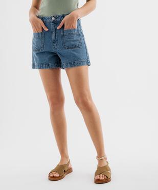 Short en jean ample taille haute avec poches sur l’avant femme vue3 - GEMO 4G FEMME - GEMO