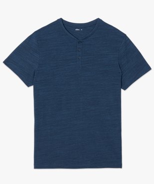 Tee-shirt homme chiné à manches courtes et col tunisien vue4 - GEMO C4G HOMME - GEMO
