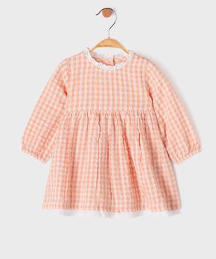 Robe à motif vichy et dentelle bébé fille vue1 - GEMO(BB COUCHE) - GEMO