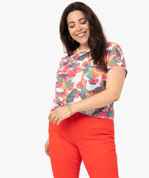 Tee-shirt femme grande taille avec col pailleté vue1 - GEMO (G TAILLE) - GEMO