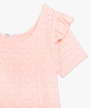 Tee-shirt femme en crêpe ajouré et volant vue6 - GEMO(FEMME PAP) - GEMO