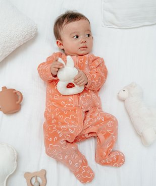 Pyjama bébé fille velours à motifs renards et petites fleurs vue1 - GEMO(BB COUCHE) - GEMO