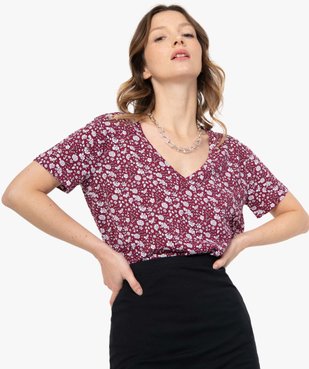 Tee-shirt femme col V à motifs vue2 - GEMO(FEMME PAP) - GEMO