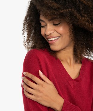 Pull femme à fentes latérales et col V vue2 - GEMO (MAILLE) - GEMO