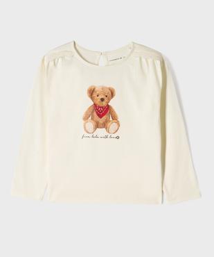 Tee-shirt manches longues avec motif nounours fille - LuluCastagnette vue1 - LULU CASTAGNETTE GEMO FOR GOOD - GEMO