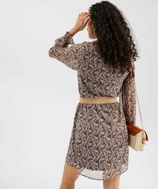 Robe imprimée en voile à manches longues femme vue3 - GEMO(FEMME PAP) - GEMO