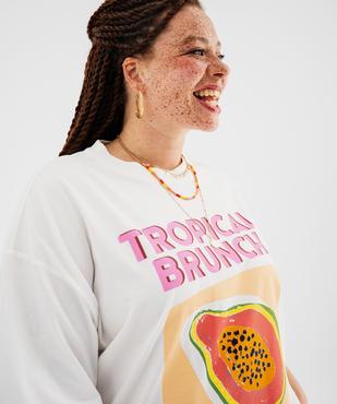 Tee-shirt manches courtes en jersey de coton flammé imprimé femme grande taille vue2 - GEMO (G TAILLE) - GEMO