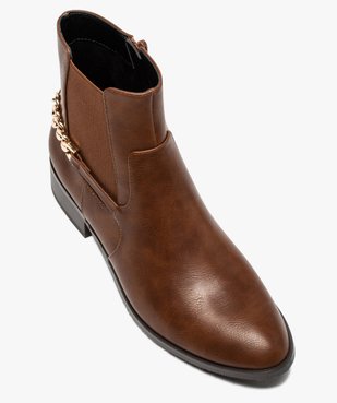 Boots femme unies à talon plat avec chaîne sur l'arrière vue5 - GEMO (CASUAL) - GEMO