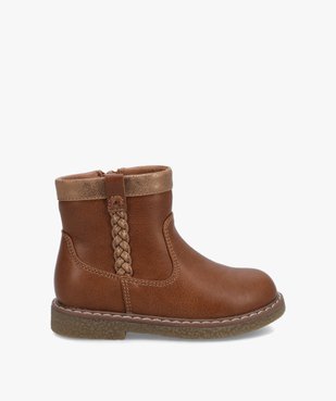 Boots bébé fille unies avec bride tressée sur le côté vue1 - GEMO(BEBE DEBT) - GEMO