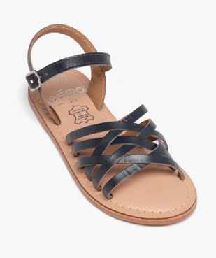 Sandales fille unies à fines brides entrelacées en cuir vue5 - GEMO (ENFANT) - GEMO