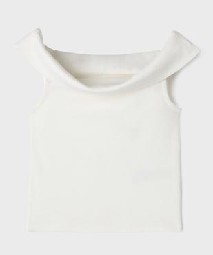 Tee-shirt sans manches à col bardot en maille côtelée fille vue1 - GEMO 4G FILLE - GEMO