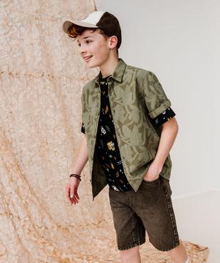 Chemise à manches courtes à motifs ton sur ton garçon vue4 - GEMO (JUNIOR) - GEMO
