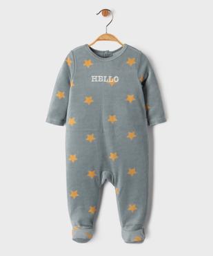 Pyjama en velours à pont-dos imprimé étoiles bébé vue1 - GEMO 4G BEBE - GEMO