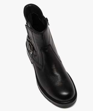 Boots femme à talon plat style motard unis fermeture zippée vue5 - GEMO (CASUAL) - GEMO