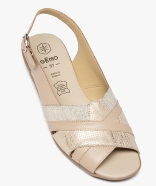 Sandales femme confort en cuir détails métallisés vue5 - GEMO 4G FEMME - GEMO