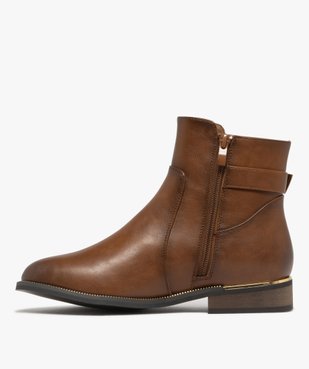 Bottines femme à zip avec semelle à liseré doré bout amande vue4 - GEMO (CASUAL) - GEMO